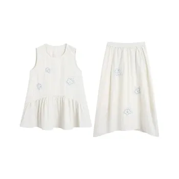 ZIHAN Casual Suit Women's White Base With Blue Stripes