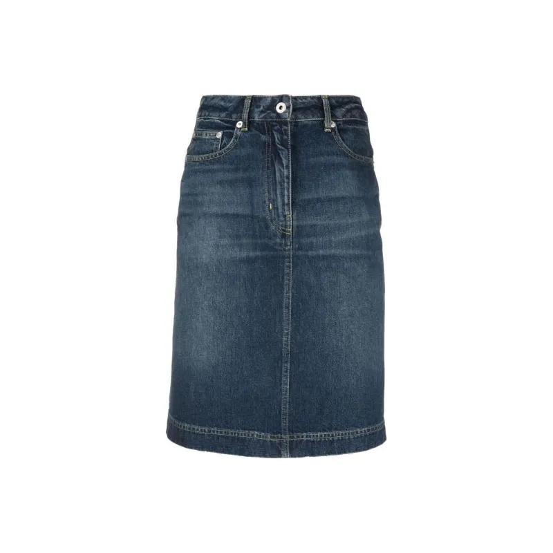 KENZO Logo Patch Midi Denim Skirt-0