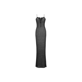 SAINT LAURENT Openwork Pointelle Knit Maxi Dress