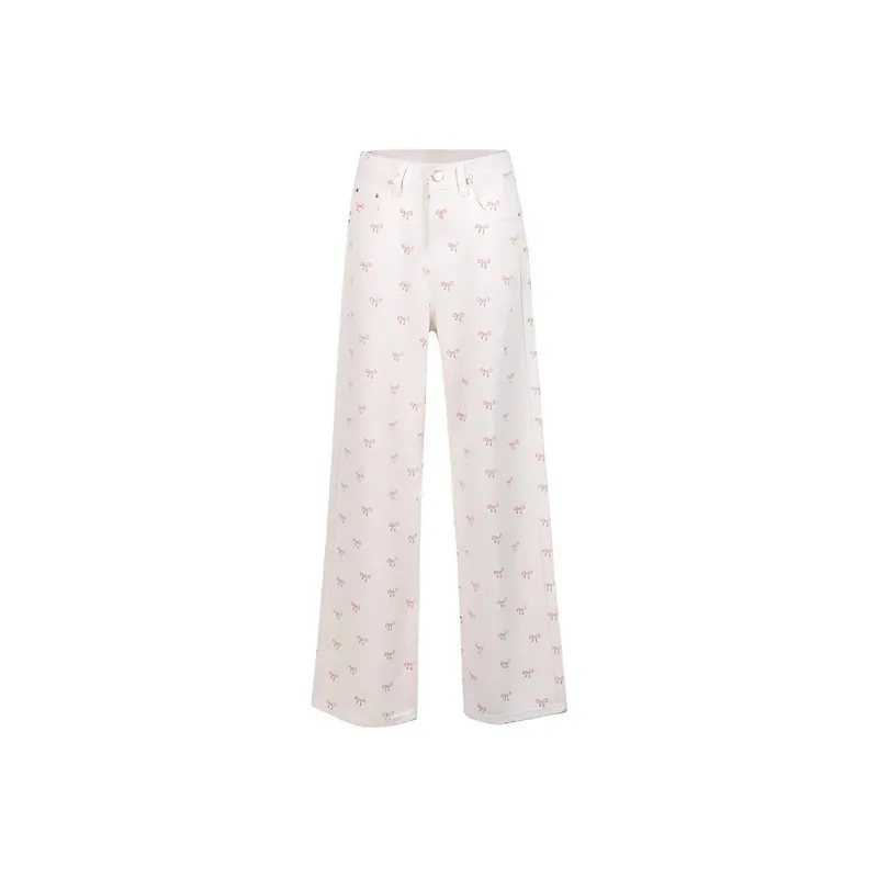 YINLEI Jeans Women's Pink Bowknot-0
