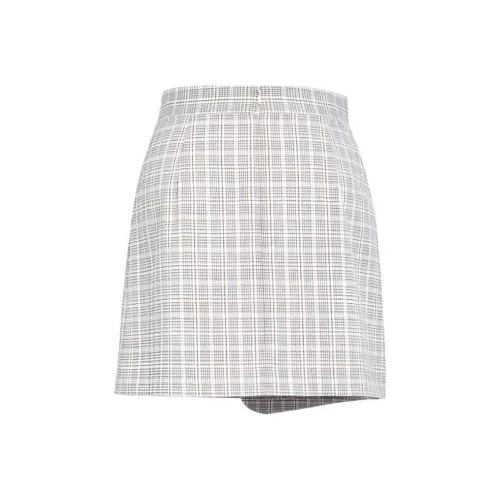 DESIGNICE 체크무늬 여성 캐주얼 숏 스커트