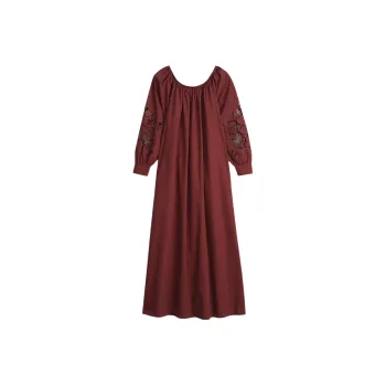 ZARA Long Sleeved Dresses Women's Dark Red Color