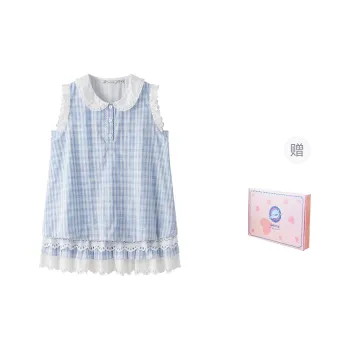 Tokyo Season Sleeveless Dress Women's Gift Box Set, Blue And White Plaid