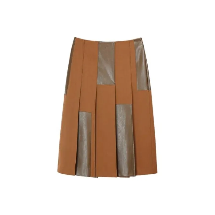INSISFEMME Casual Long Skirts Women's Peru Brown-0