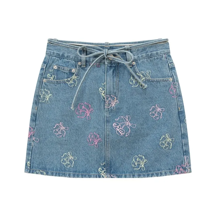 CHUU Casual Short Skirts Women's Denim Blue-0