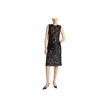 MICHAEL KORS Hand-Embroidered Sequin Floral Lace Sheath Dress
