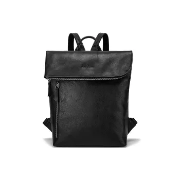 Ace Paul Top Grain Cow Leather Backpack Unisex Black