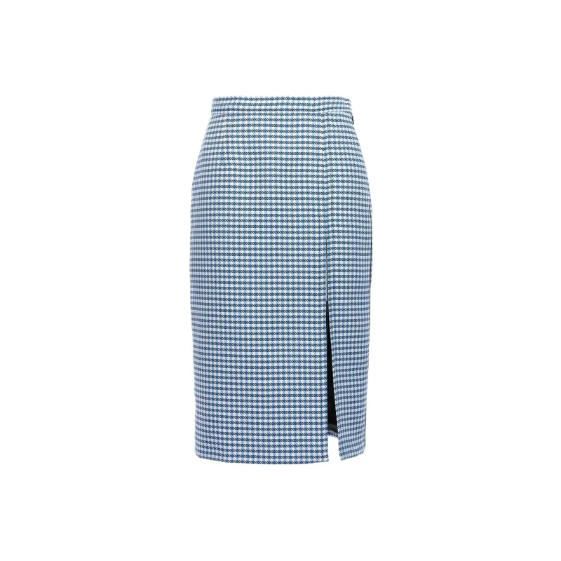 MARNI Check Printed Slit Detail Pencil Skirt-0