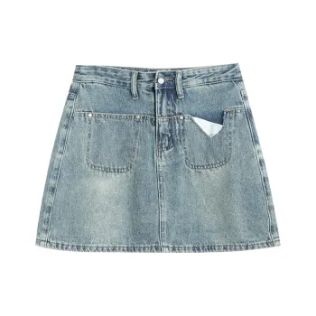 BRASS SCOUT Denim Short Skirts Women's Vintage Blue