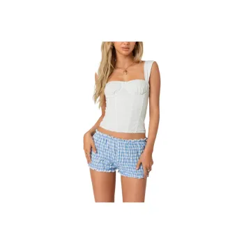 Edikted Marcella Wide Strap Mesh Corset Camisole Women's White