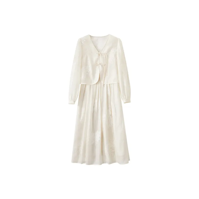 XIANGYING Skirt Set Women's Beige-0