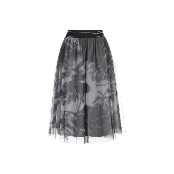 Ochirly Casual Long Skirts Women's White Base Black