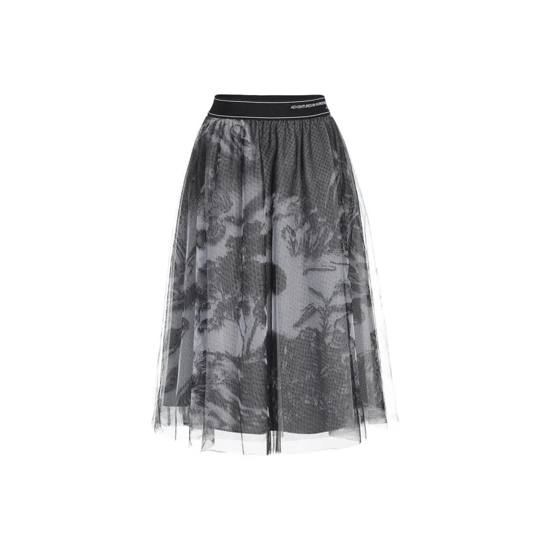 Ochirly Casual Long Skirts Women's White Base Black-0