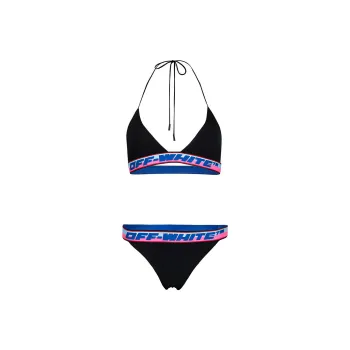 OFF WHITE Logo Tape Bikini Black Blue Pink