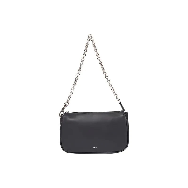Furla Moon Grained Leather Shoulder Bag Women's Black-0