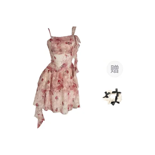 XUOIZA Slip Dress Women's Fig Red+Hair Tie Comes With