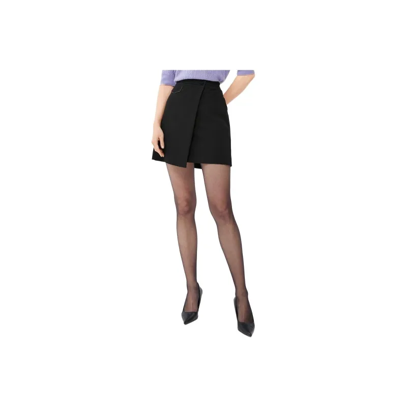 JZ. ANNAKRO Casual Short Skirts Women's Plain Black-0