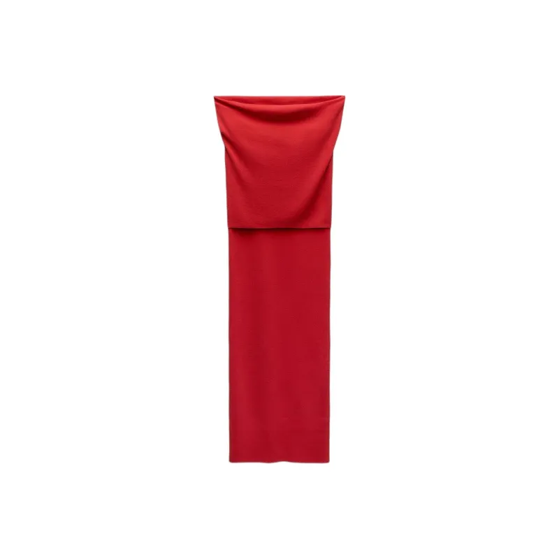 ZARA Short Sleeved Dress Women's Red-0