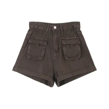 HIPPIEMISS Denim Shorts Women's Vintage Coffee