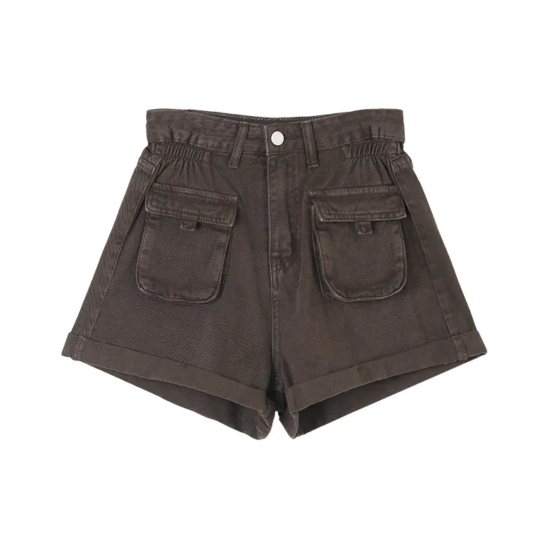 HIPPIEMISS Denim Shorts Women's Vintage Coffee-0