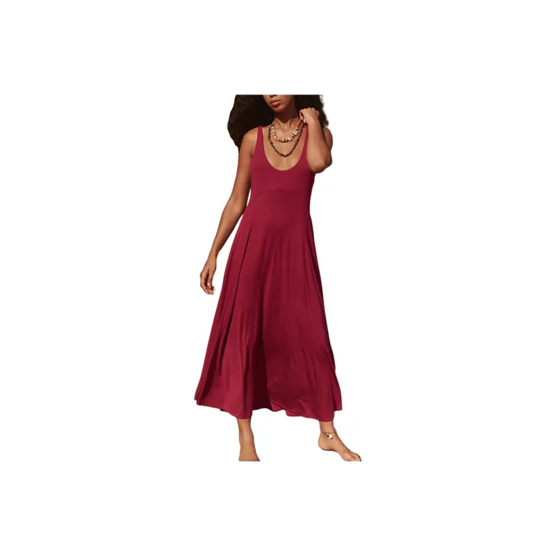 FREE PEOPLE Feliz Maxi Slip Dresses Women's Magenta-0