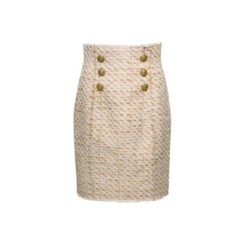 BALMAIN High Waisted Tweed Skirt