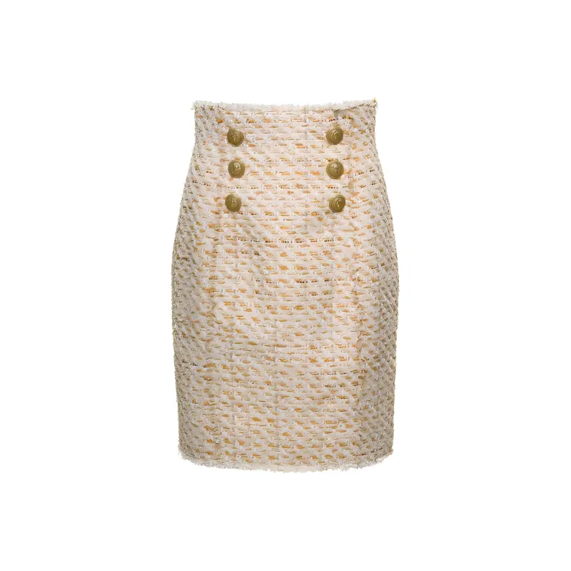 BALMAIN High-Waisted Tweed Skirt-0