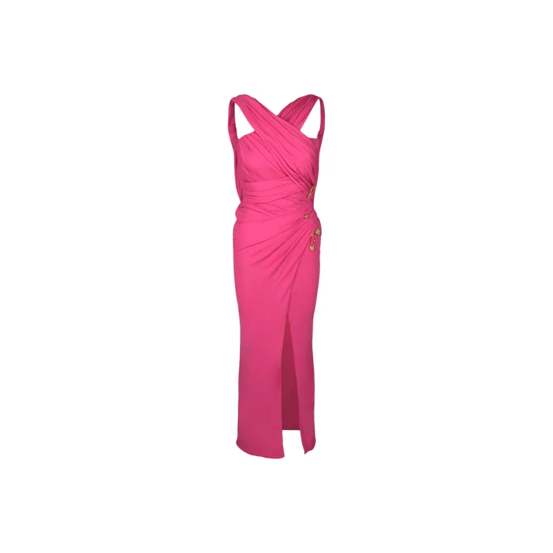VERSACE Sleeveless Draped Cocktail Dress 'Pink'-0