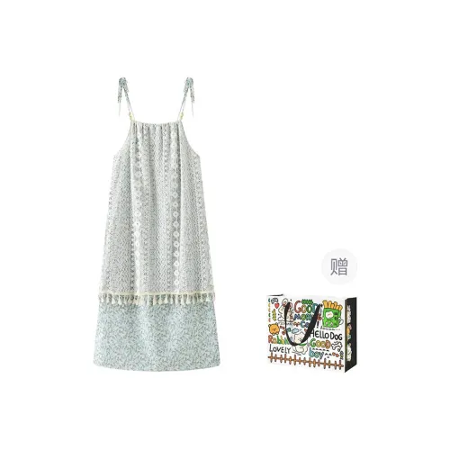OURUOKE Slip Dresses Women's Green