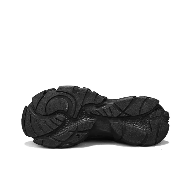 Binary Height Increasing, Lightweight, Breathable, Slip Resistant Low Top Chunky Sneakers Men's Black-4
