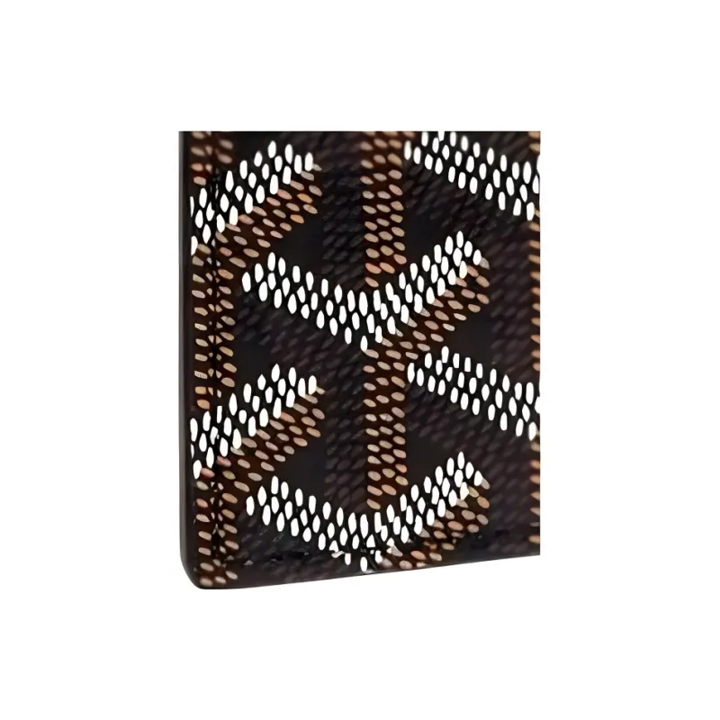 GOYARD Saint-Sulpice Canvas With Leather Dog's Teeth Card Clip Card Holder Unisex Black Spell Sky Blue Small Hearts-3