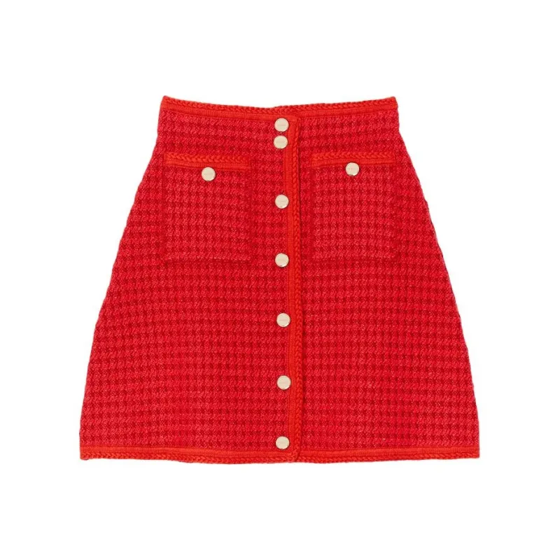 Sandro SS23 CNY Of Rabbit Casual Short Skirts Women's Red-0