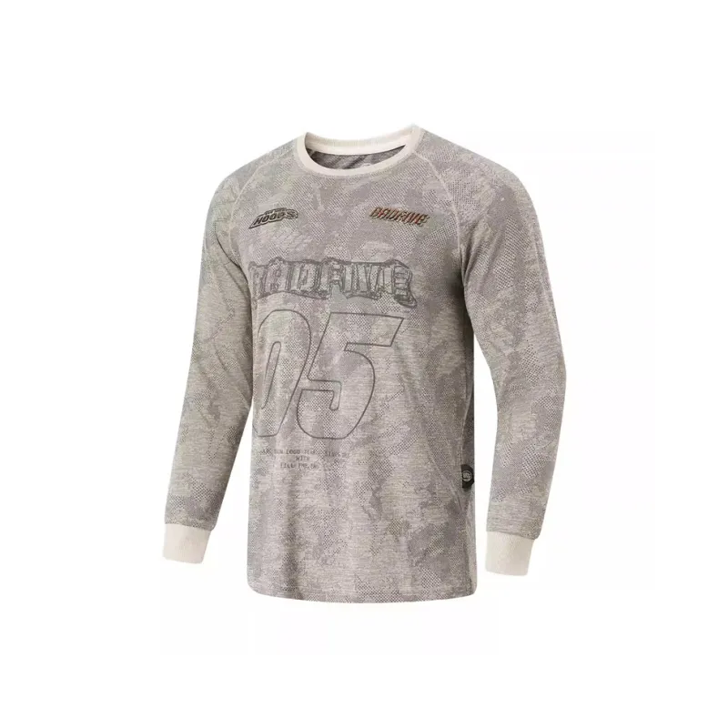 LiNing T Shirt Men's Rock White Gray Jacquard-0