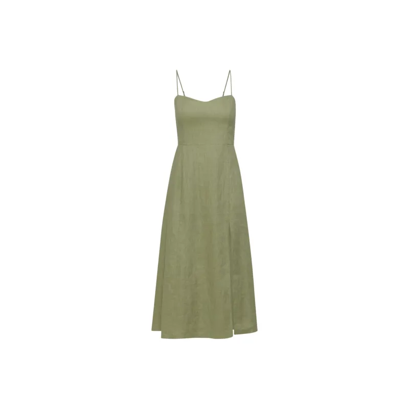 ARITZIA Wilfred Barrafina Linen Dress Slip Dresses Women's Bosana Green-0