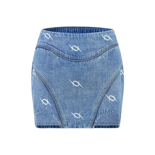 AZEPAM Denim Short Skirts Women's Blue