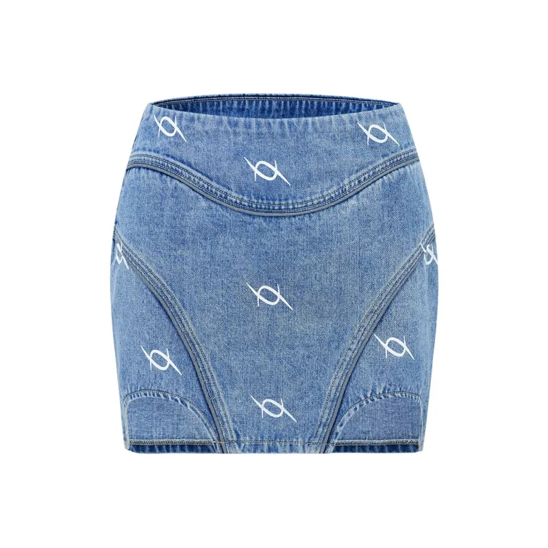 AZEPAM Denim Short Skirts Women's Blue-0