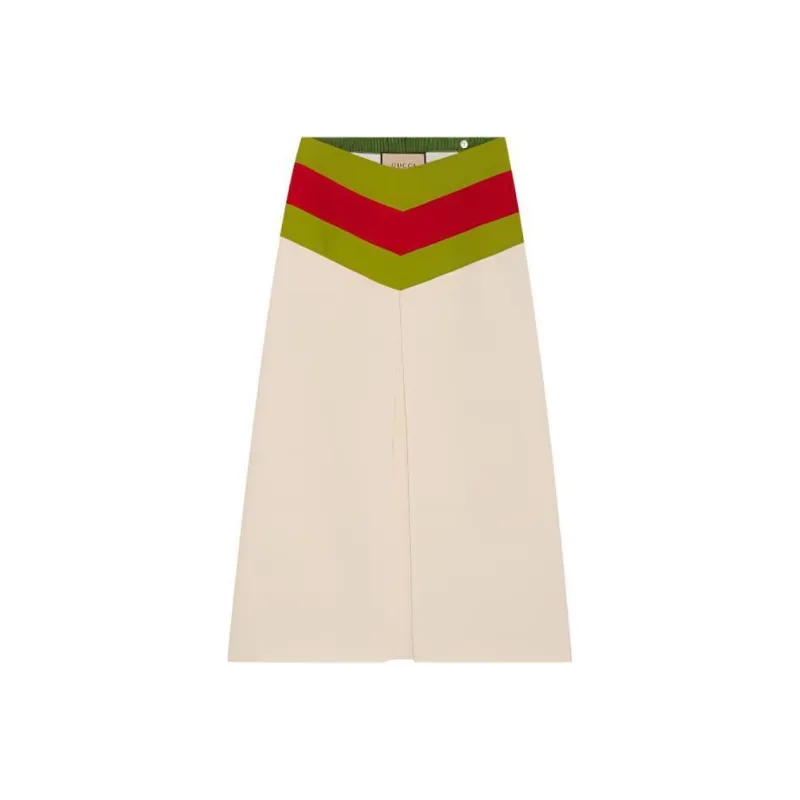 GUCCI Chevron Vintage Web Stripe Skirt White-0