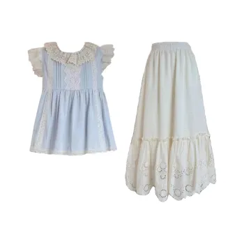 GLEE DIARY Skirt Set Women's Blue+White