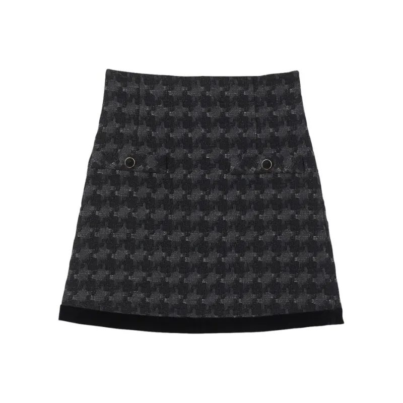 Sandro Houndstooth pattern High waisted Skirt-0