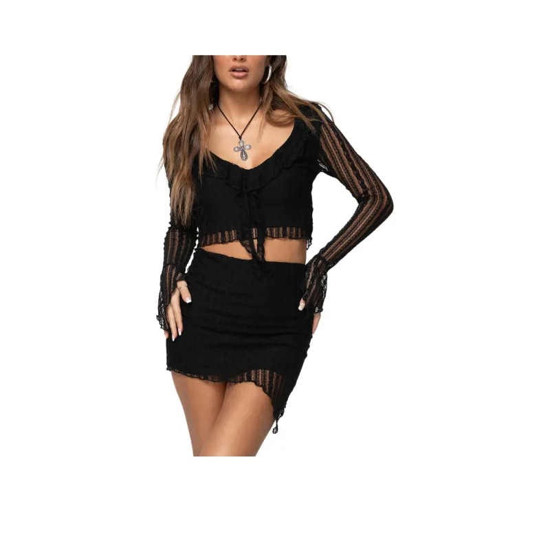 PRINCESS POLLY NEROLI FRILL SET Skirt Set Women's BLACK/Black-0