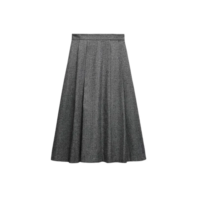 ZARA ZW Series Casual Long Skirt Women's Gray-0