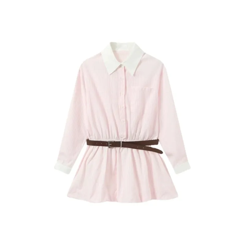 YGPRW Long Sleeved Dress Women's Pink-0