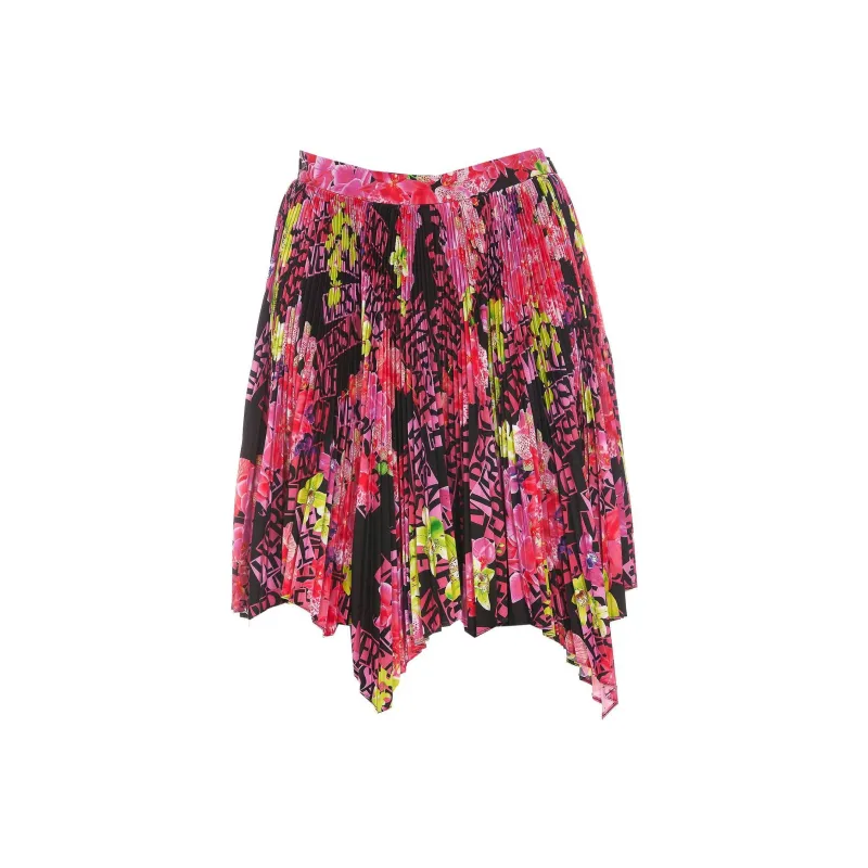 VERSACE Floral Printed Asymmetric Pleated Skirt-0