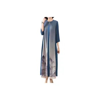 Mapping Long Sleeved Dresses Women's Blue