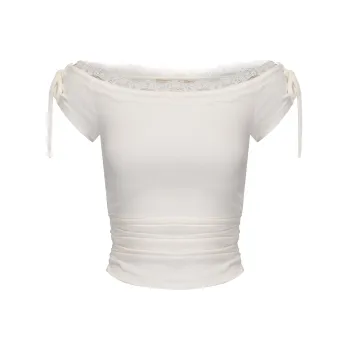 CHIWAWAMEME T Shirts Women's Cream Beige White