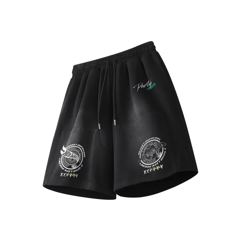 Qnxeey Denim Shorts Unisex Black-0