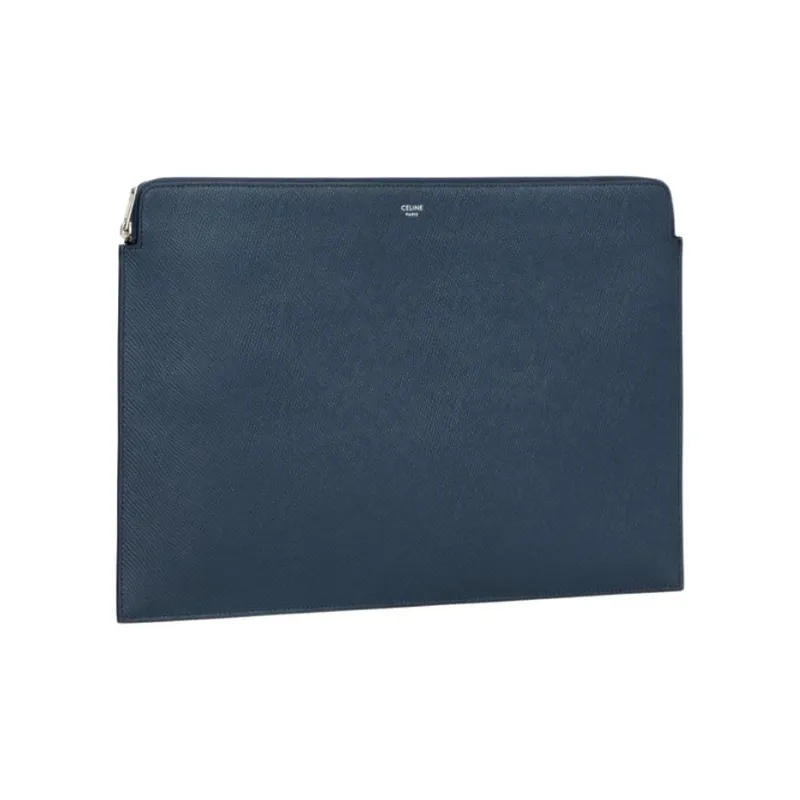 CELINE Grained Calfskin Clutch Men's Navy-1
