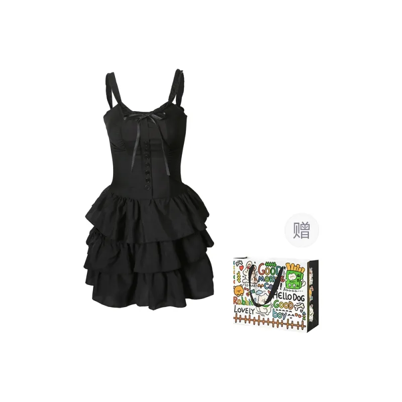 OURUOKE Slip Dresses Women's Black Shopping Bag-0