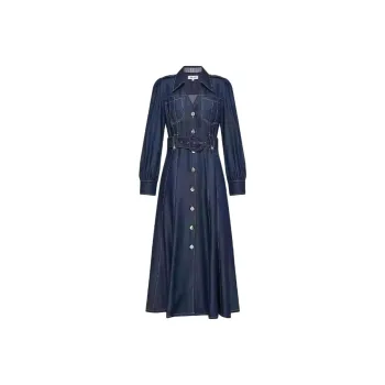 Diane Von Furstenberg SS25 Long Sleeved Dress Women's Dark Blue