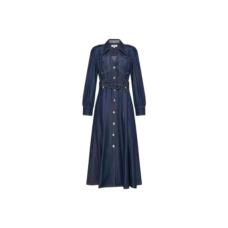 Diane Von Furstenberg SS25 Long Sleeved Dress Women's Dark Blue-0